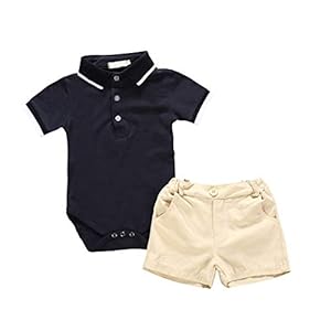 Borlai Baby Jongens Gentleman Romper pak korte mouw Jumpsuit + Shorts Formele Outfit 6-36 Maanden