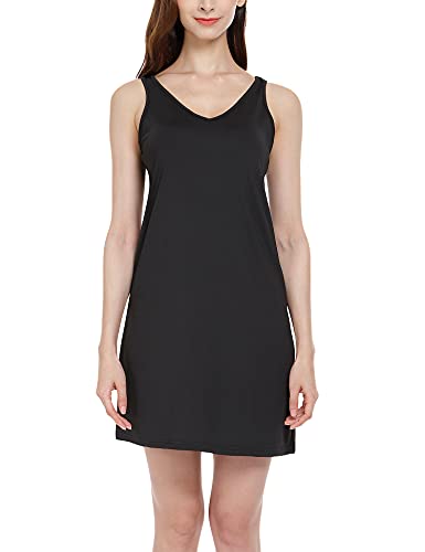 Image of MANCYFIT Womens Full Slip Tank Top Dress Slip Sleeveless Under Dress Wide Straps
