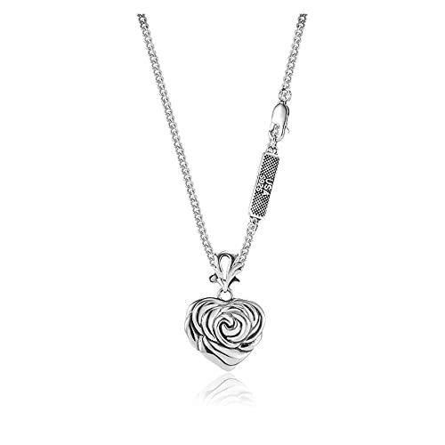 Collier coeur d'amour en argent sterling avec chaîne rétro pour femme