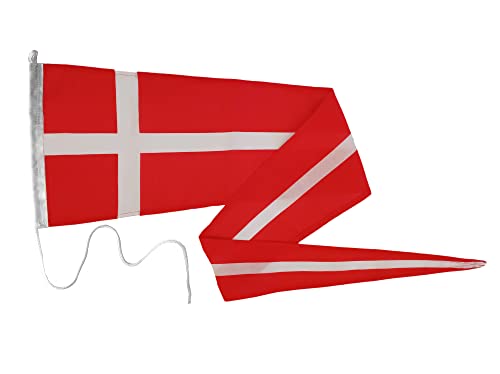 FLAGLY Premium Langwimpel Dänemark 160g/m² Stoffgewicht, robustes und witterungsbeständiges Schiffsflaggentuch - verschiedene Größen - Dänemark Wimpel, Fahnenmast Zubehör (30 x 200 cm)