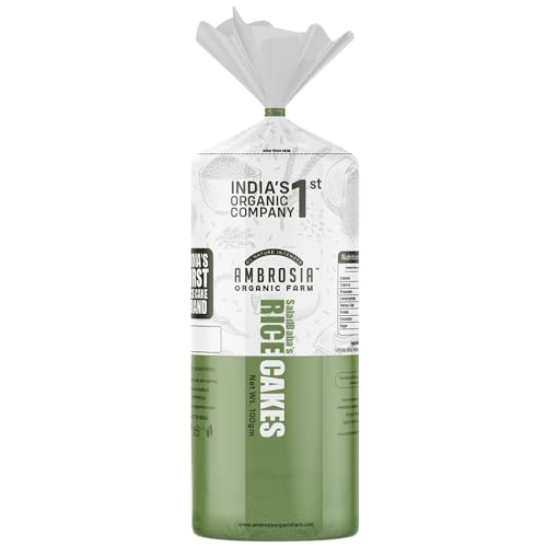 Ambrosia Organic Farm Healthy Ragi Rice Cake 27 Calories, No Fat, No Cholesterol, No Sugar, Gluten Free, Lightly Salted (Min 100g) (Pack of 1)