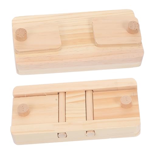 ibasenice 2個 木製小動物おもちゃ かじり木おや収納トレイ 探索型知育パズル ハムスター ウサギ モルモット適用 簡単解清掃可能 耐久設計
