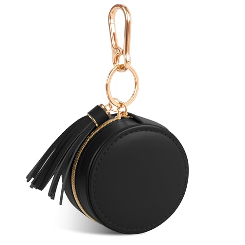 IDIDG Portaanelli portatile con portachiavi, organizer per anelli da viaggio, per gioielli, piccoli gioielli per orecchini e collane (nero)