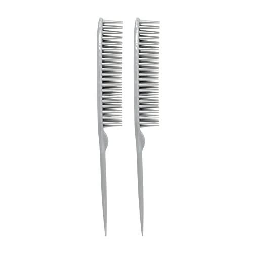 Allegro Combs 60 Parting Three Row Combs Salon Hairstylist Hairdresser Detangle Combs For Natural Hair And Wigs For Curly Hair Made In The Usa 2 Pcs. (Grey) #TOP12