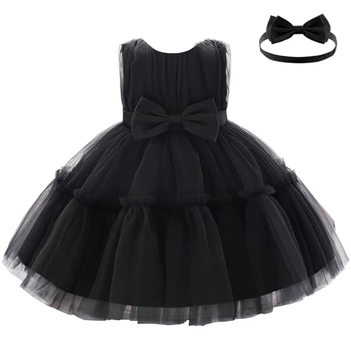 Kidinix Baby Flower Girl Dress Toddler Ruffle Bowknot with Headwear Formal Prom Pageant Wedding Birthday Party Gown Dresses