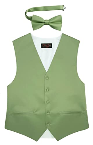 Tuxgear Mens Tuxedo Vest with Matching Bow Tie and Pocket Square