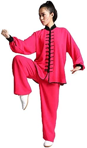 SUNMME Ropa de Tai Chi, Ropa de Entrenamiento, Traje para Mujeres y Hombres, Uniforme de Artes Marciales, Taekwondo, Unisex, Rojo Grande (Rojo L)