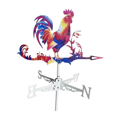 perfk Veleta de Hierro con Forma de Gallo, Colorida, con Forma de Animal, indicador de dirección del Viento para decoración de techos de Patios