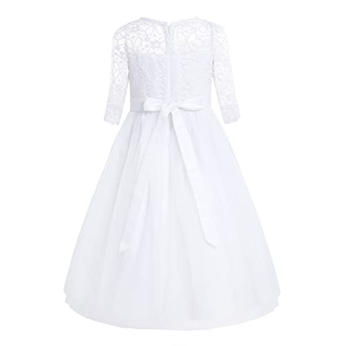 iiniim Girls Kids Floral Lace First Communion Dress Half Sleeves Wedding Bridesmaid Pageant Party Gown2