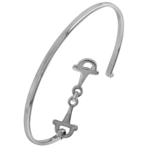 Sterling Silver Snaffle Bit Bracelet Bangle Hook & Eye Catch 1/2 inch Wide 7 1/2 inch Long2