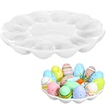 GLEAVI 20,7cm Plato para Huevos Rellenos: Bandeja Cerámica 12 Compartimentos Diseño Flor - Huevera Elegante para Pascua Catering Fiestas