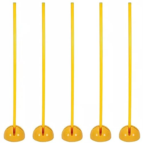 HDYZJQ 5Pcs Slalom Training Agility Poles with Optional Base, Sports Training Slalom Poles for Agility/Speed Multi Sport Training,Yellow Soccer Agility Poles(A Combo,1.5m(5ft))