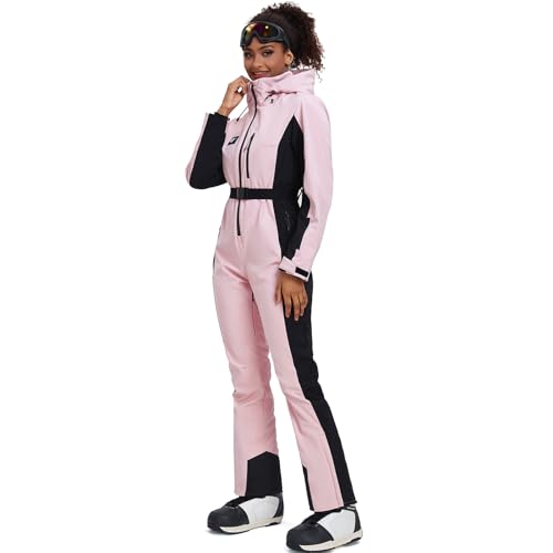 YEEFINE Women's Ski Suit One Piece Jumpsuits Snowsuits Waterproof Snowboard Suit Winter Outdoor Ski Jacket and Pants Jumpsuits(Pink, S) by YEEFINE - Image 3