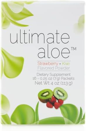 Ultimate Aloe Powder, Strawberry Kiwi Flavored Powder, Healthy Digestive Tract, Promotes Normal Healing, Strong Immune System, Digestive Comfort, Powder Packets, Market America (16 Packets)