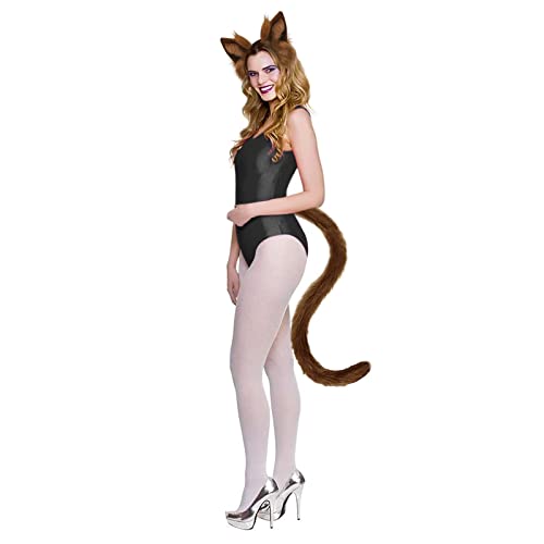 NICEYEA Faux Fur Fox Cat Ears Hair Clip Fluffy Wolf Fox Tail Set Cosplay Costume Animal Dress Up Fancy Dress Accessories Halloween Christmas Party Costume for Kids Adults - Image 3