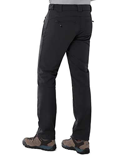 33,000ft Outdoorhose Herren Softshellhose Wasserdicht Winddicht Skihose Warm Fleece Gefüttert Herrenhose Winter Trekkinghose Wanderhose Schwarz S/32W/30L