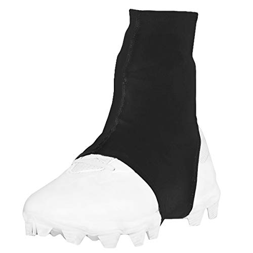 EliteTek Spats Cleat Covers for Football Soccer- Keeps Cleats Tied and Turf Pellets Out! (X-Large, Black)