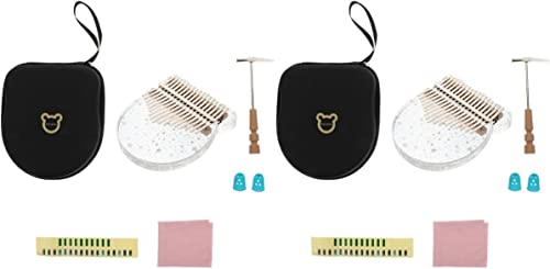 Yannaky Piano à Pouce, Piano Portable, Pack de 2 Pouces en Verre 17 Touches Piano à Pouce ou Piano Africain 17 Touches (Color : As Shownx2pcs, Size : 14.5X13X3CMx2pcs)