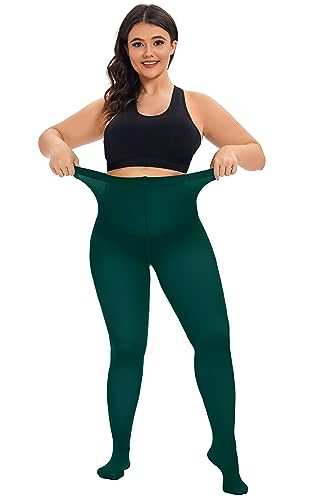 Image of CozyWow Plus Size Tights for Women 80D Soft Solid Color Semi Opaque Pantyhose High Waist 1X 2X 3X 4X