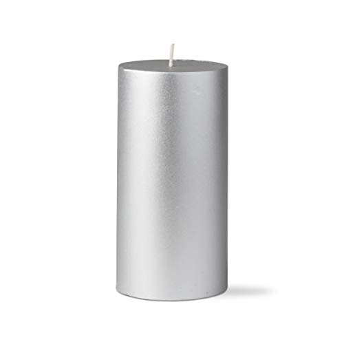 TAG Silver Metallic Pillar Paraffin Wax Candle 3X6 Unscented Drip-Free Long Burning 80 Hours For Home Decor Wedding Parties 3x6 Silver