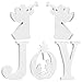 Amyhill 5 Pcs Christmas Nativity Table Decor 7.1 Inch White Large Wooden Joy Nativity Scenes Christmas Home Indoor Tabletop Decorations