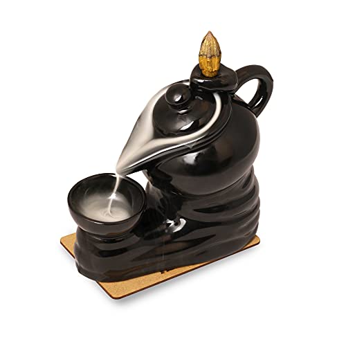 Aakriti Incense Burner | 100% Eco-Friendly | Home Décor | Feng Shui Based | Traditional Ceramic Backflow Burner | Perfect For Housewarming, Christmas, Birthday, (Teapot) #TOP4