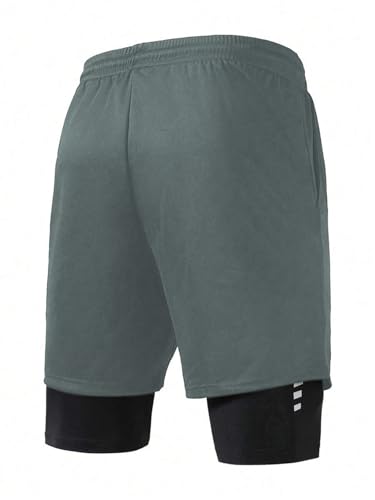 Men's 2 in 1 Athletic Gym Shorts Quick Dry Workout Running Shorts with Pocket3