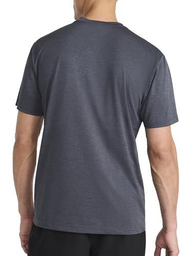 Reebok Men’s Sonic Bolt Short Sleeve Crewneck T-Shirt, Standard Fit, Lightweight Cool Touch Jersey Fabric, Ebony Heather, Large - image 2