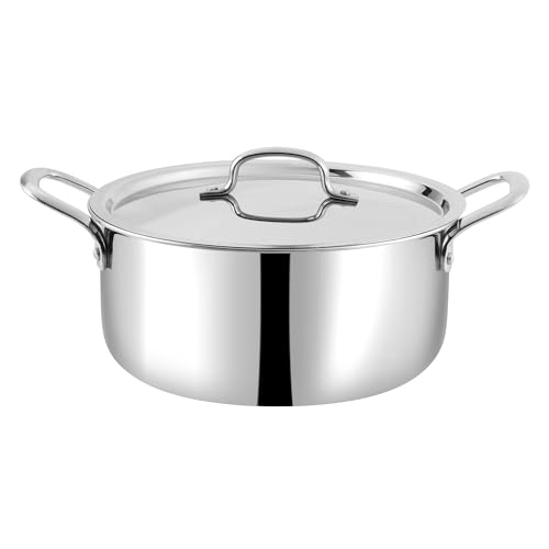 Nobel Triply Stainless Steel Cookware Saucepot with Stainless Steel Lid 2.5mm Thick SAS Bottom,Induction and Gas Base - Silver (24 cm with S.S.Lid)