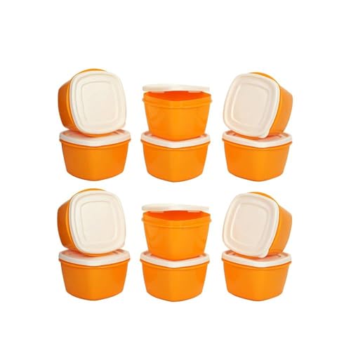 Image of Cutting EDGE Snap Tight Eco Plastic Container Set for Dry Fruits, Travelling, Pickle, Sauces, Spices, 12-Pieces (2 L, Orange)