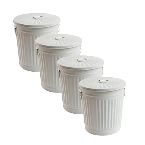 Poubelle en métal galvanisé crème Ø 36 cm : style rétro et robuste