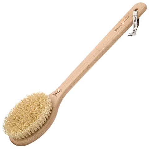 Hydrea London Dry Body Brush - Long Handled Exfoliating Dry Skin Brush with Vegan Cactus Bristle, Dry Brush Cellulite Remover, Exfoliating Body Scrubber, Helps Improve Lymphatic Drainage - FSC® Certified Beechwood Cover