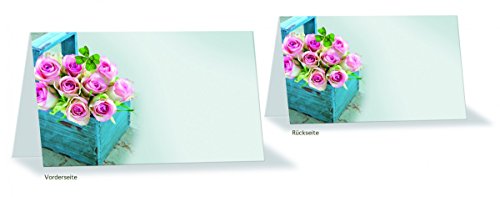 komma3 Table Carte Lot de 8 Rose Bouquet 8 cartes 9 x 5.5 cm