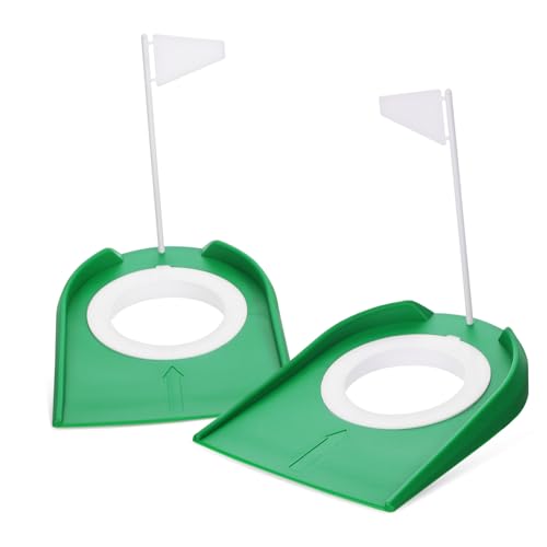 BCOATH 2-Pack Golf Putting Training Aid Cup Practice Set for Golfing Sturdy Plastic Putting with Flags