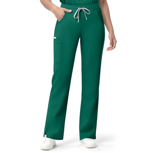 Image of Women's 7-Pocket Scrub Pants - Straight Leg, Mid-Rise, Drawstring | Soft stretch knit Mid-rise drawstring Side slits Wrinkle-resistant Machine washable For nurses /doctors /vets