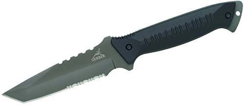 Gerber Warrant Knife, Serrated Edge, Tanto, with Camo Sheath [31-000560]