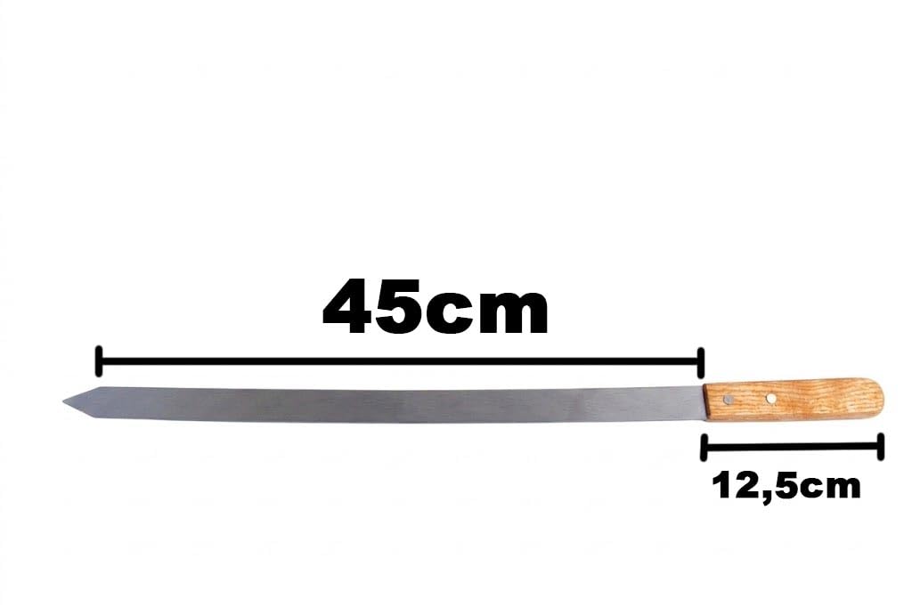 ADANA Spiedini per kebab, lunghezza 60 cm x larghezza 2,5 cm (25 mm), extra forti 2 mm, 6 pezzi, in acciaio inox, con manico in legno