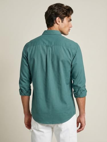Image of Urbano Fashion Men's Cotton Full Sleeve Regular Fit Solid Oxford Shirt with Button-Down Collar