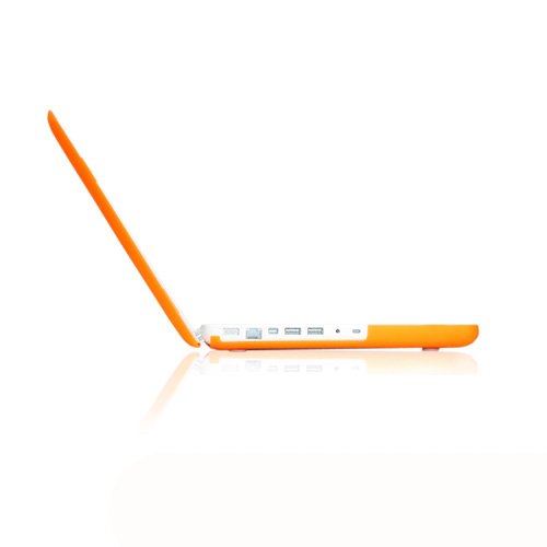 Ueswill 3In1 Matte Hard Shell Case Cover Compatible With 13 Inch White Unibody Macbook Model A1342 + Keyboard Cover And Screen Protector + Microfibre Cleaning Cloth, Orange #TOP3