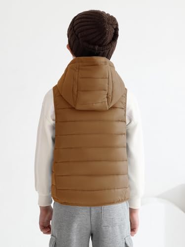 Image of Haloumoning Boys Puffer Vest Kids Sleeveless Zip Up Jackets | Lightweight Puffy Down Jacket with Hood 4-14 Years