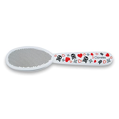 Lima Pedicura Profesional 3 Claveles | Eliminador Raspador de Callos y Durezas para Pies, Exfoliante de Talones, Pulidor, Acero Inoxidable 20cm | Colección Skull Lover