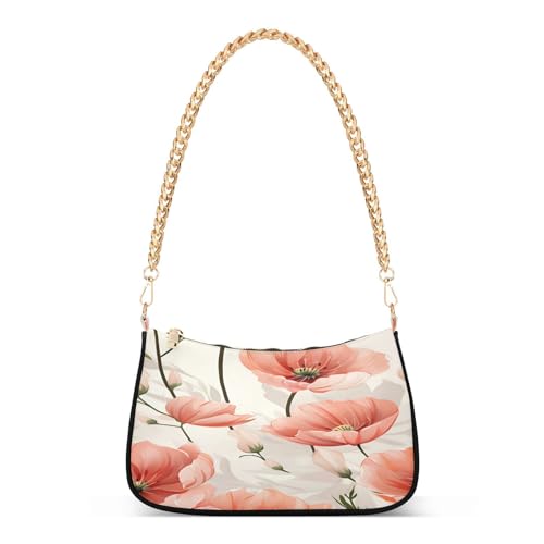 Image of Shoulder Bags for Women Flower Floral Hobo Tote Handbag Small Clutch Purse with Zipper Closure