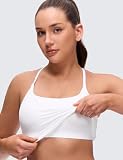 CRZ YOGA Butterluxe Damskie topy typu crop-top z wyściełanymi regulowanymi ramiączkami i długim krojem do jogi Biały M