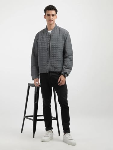 Image of Quilted Regular Fit Polyester Jacket