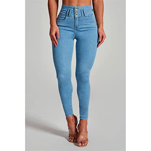 Butt Lifting Jeans for Women 3 Buttons High Waist Slimming Skinny Jean Classic Stretch Slim Fit Denim Pants2