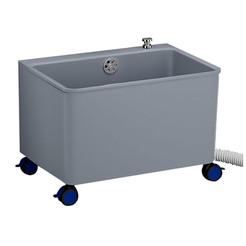 JYHHGDS Fregadero portátil para fregona, Fregadero de plástico Independiente, Tina Multiusos para lavandería, Ruedas universales con Cerradura (65 x 33,5 x 45,5 cm)
