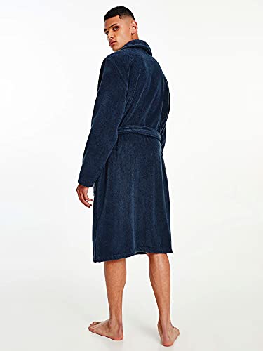 Tommy Hilfiger Plush Cotton Shawl-Style Men's Bathrobe, Navy X-Large2