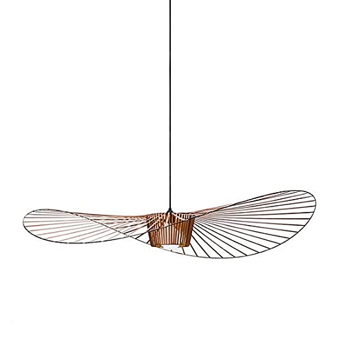 Lámpara colgante vintage retro Vertigo lámpara LED colgante altura ajustable fibra de vidrio diseño sombrero E27 tela de fibra acabado cobre 140 cm