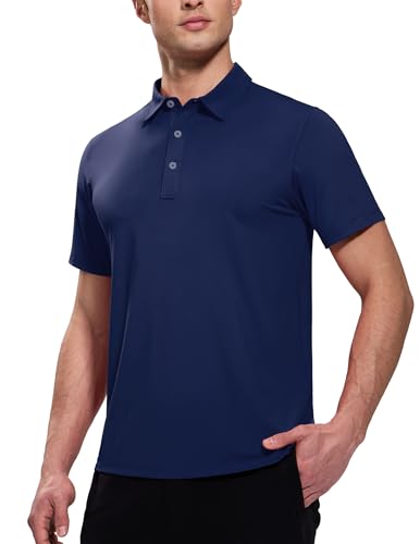 Image of MIER Polo Shirts for Men Short Sleeve Dry Fit Performance Golf Tennis Active Collared Shirts, UPF 50+ Sun Protection