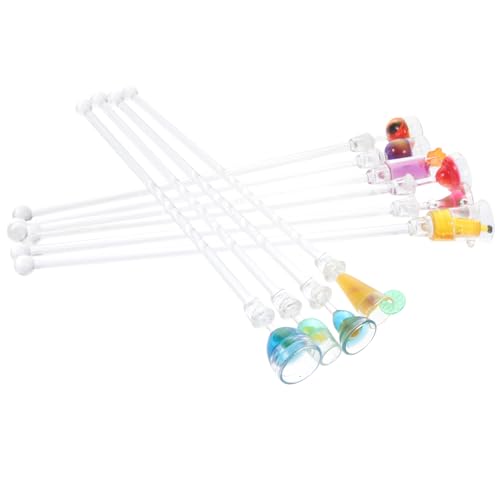 Cabilock Vibrant Colors Glass Pattern Stirrers Swizzle Stick Set Cocktail Stirrer Random Color